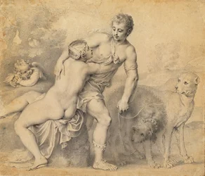 Venus und Adonis, 1631 (Feder und Tinte mit Waschung auf Papier)